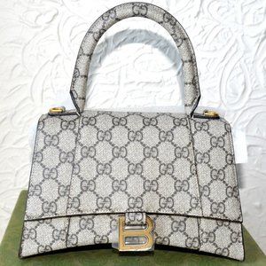 Gucci x Balenciaga Hacker Top Handle Hourglass Aria Gg Supreme Canvas